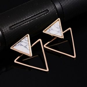 NWT Marble Stack Geometric Gold Triangle Earrings